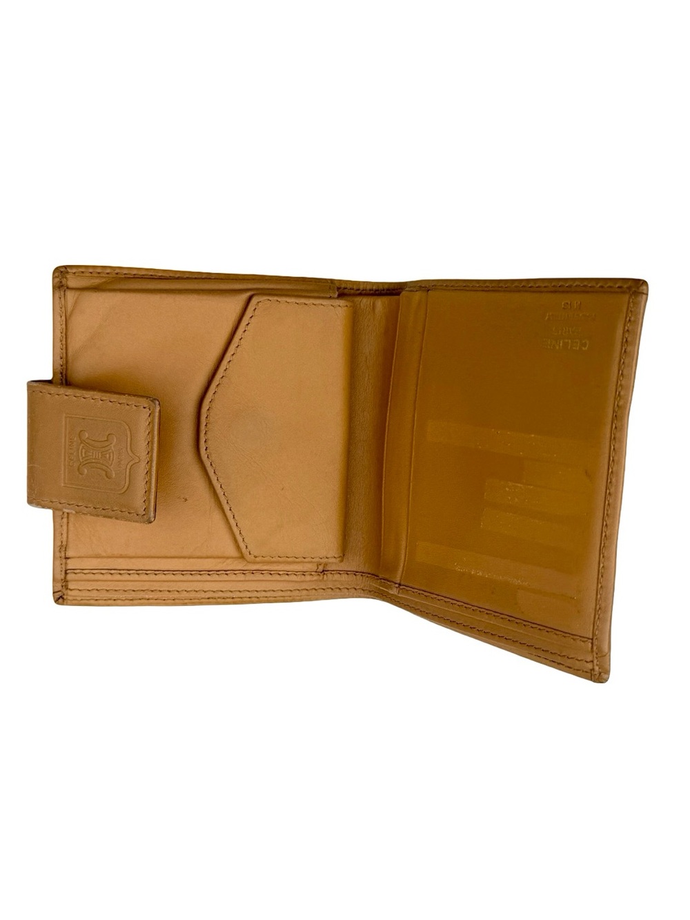 CelineTan Leather Bifold Wallet with Snap Closure - Picture 8 of 15